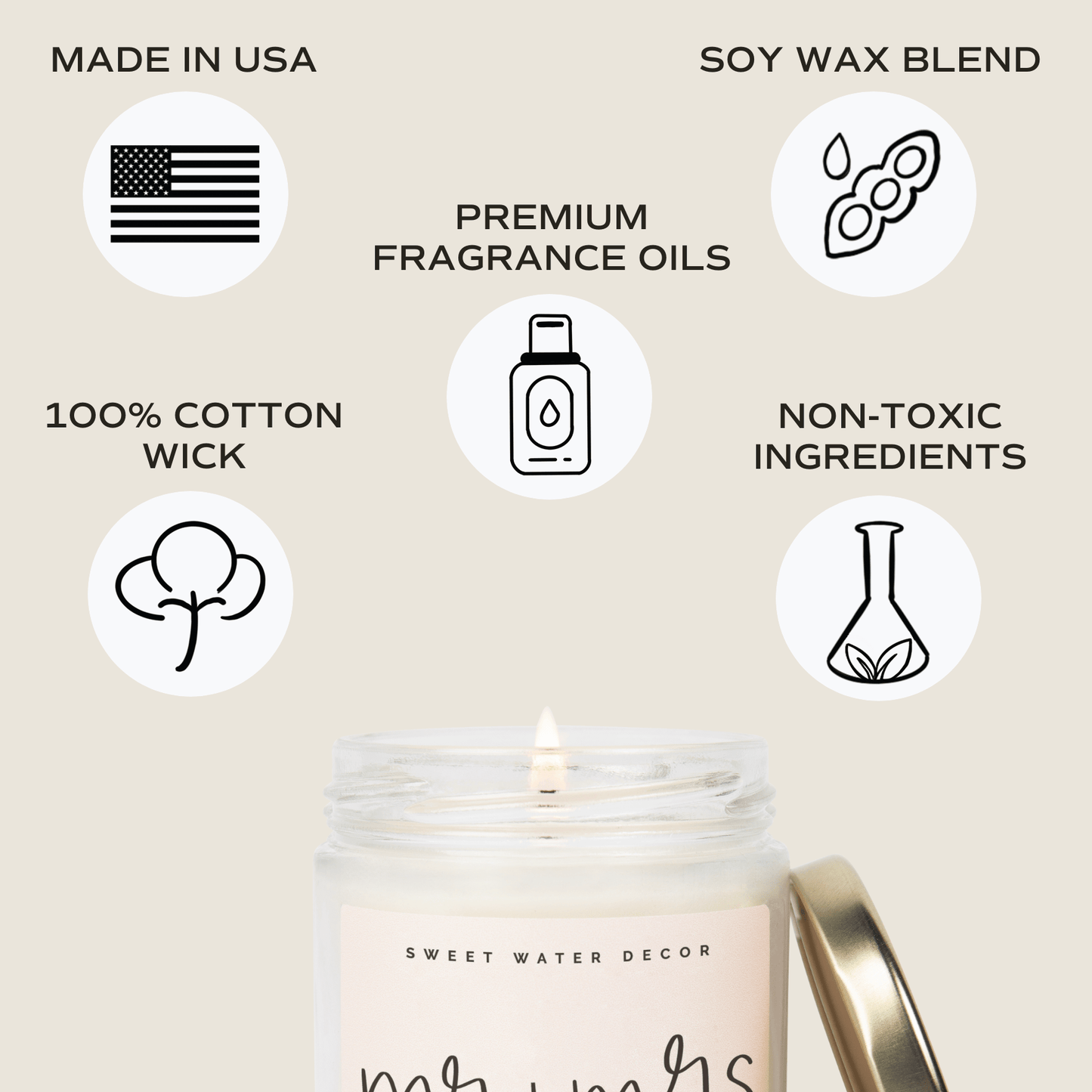 Mr. & Mrs. Quote Candle - Clear Jar - 9 oz (Palo Santo Patchouli) by Sweet Water Decor