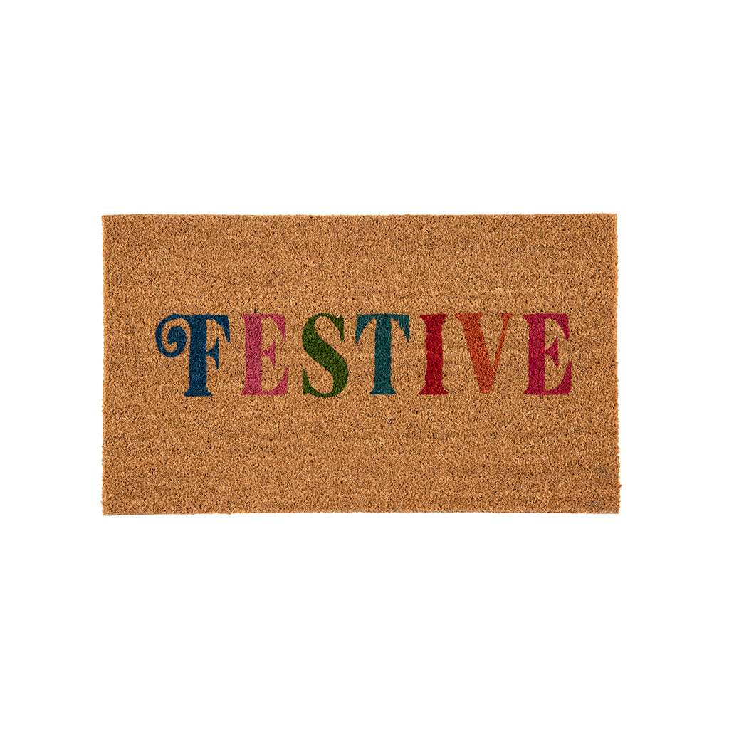 Shiraleah "Festive" Holiday Doormat, Natural by Shiraleah