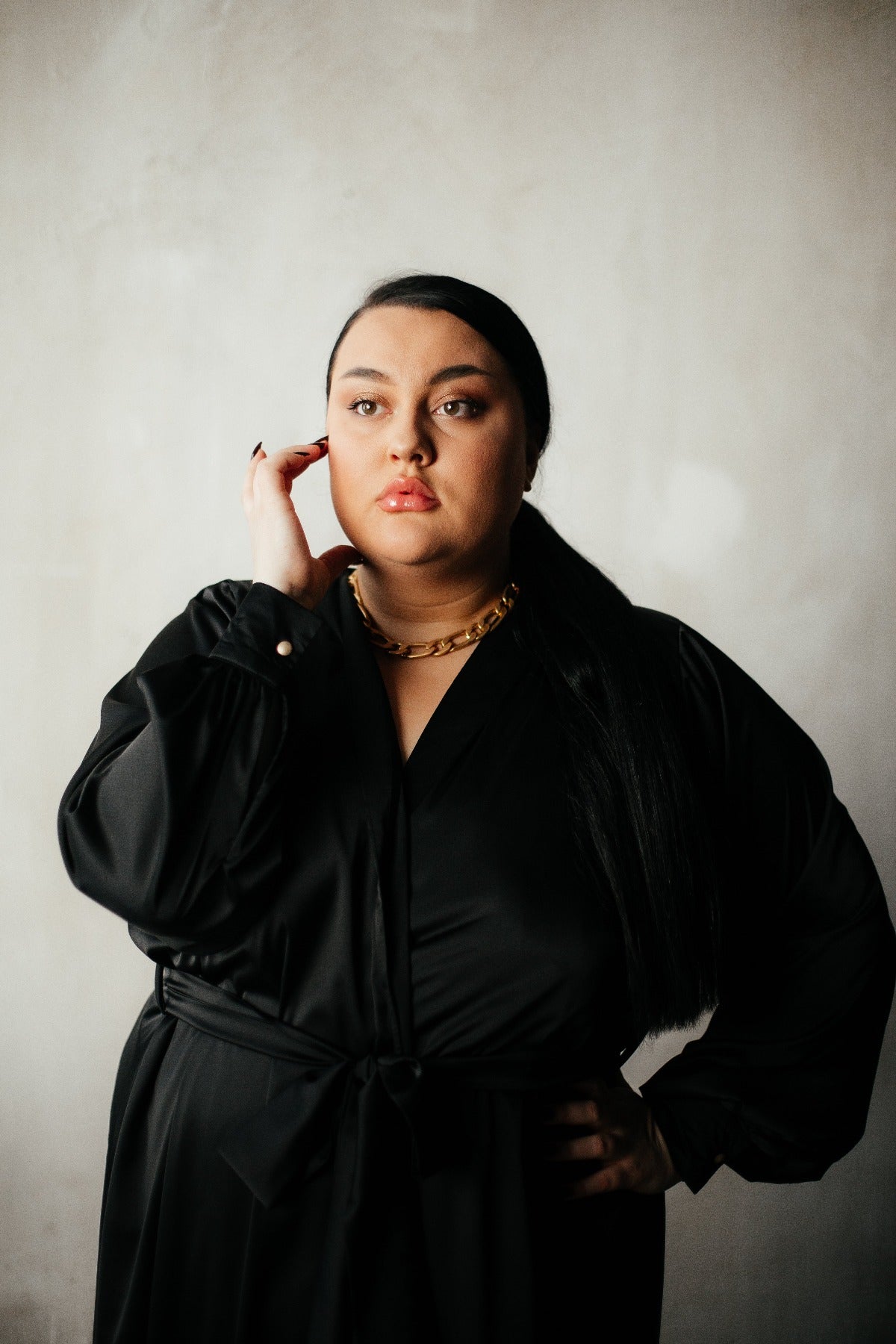 Silk Long Robe with Cuffs by Angie's Showroom