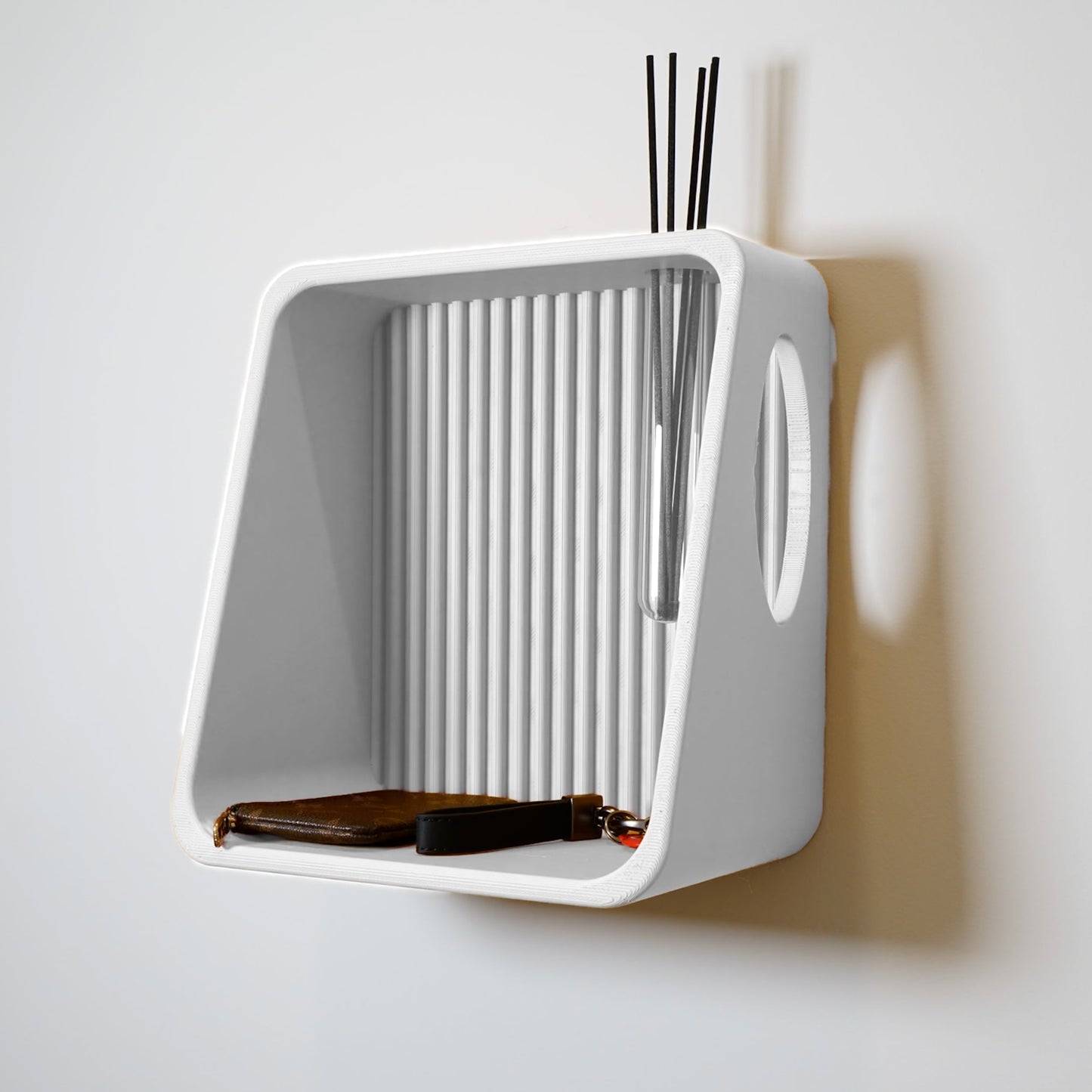 Modern Floating Wall Shelf, Unique Retro Home Decor, 3D Printed Propagation or Reed Diffuser Shelf, Wall Shelf Catchall, Entryway Decor by Rosebud HomeGoods