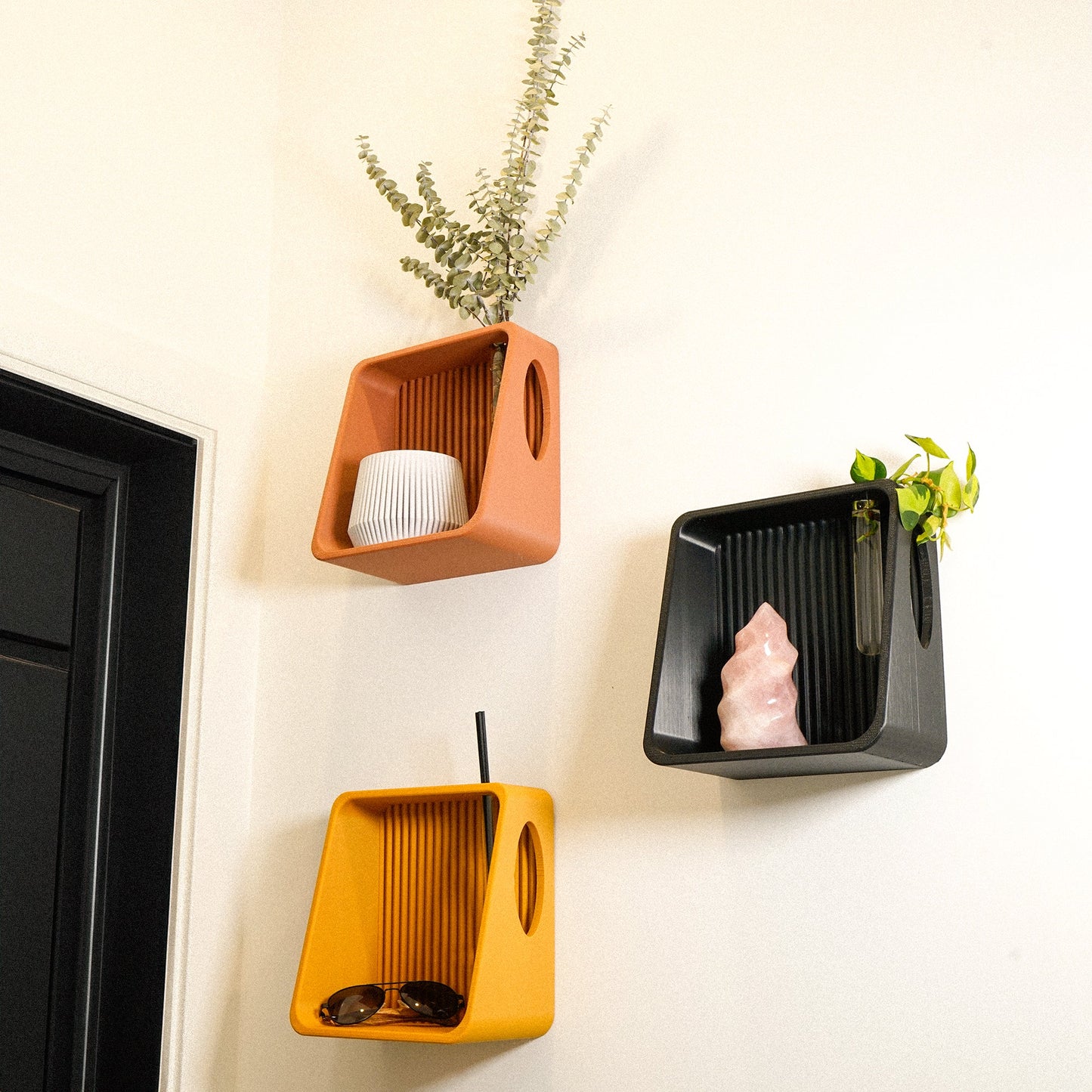 Modern Floating Wall Shelf, Unique Retro Home Decor, 3D Printed Propagation or Reed Diffuser Shelf, Wall Shelf Catchall, Entryway Decor by Rosebud HomeGoods