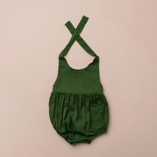 Green Pocket Romper by Babe Basics