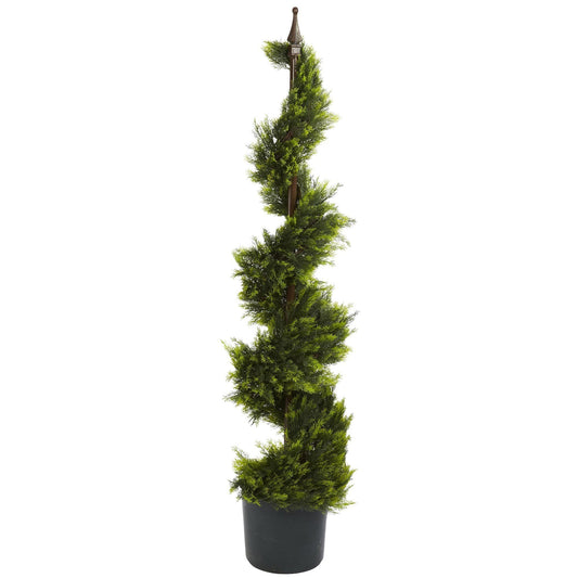 4' Cypress Spirial Silk Tree by Nearly Natural