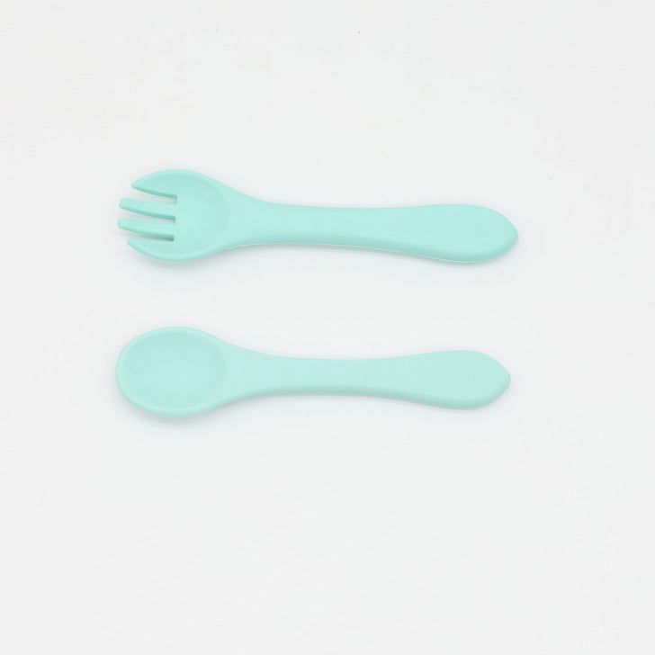 Baby Food Grade Complementary Food Training Silicone Spoon Fork Sets by MyKids-USA™