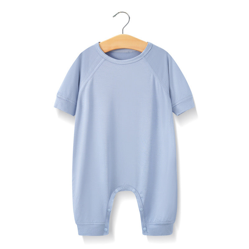 Baby Solid Color Medium Sleeve Summer Crotch Jumpsuit Pajamas by MyKids-USA™
