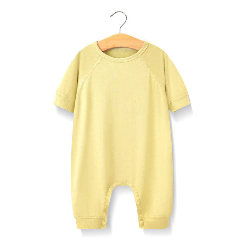 Baby Solid Color Medium Sleeve Summer Crotch Jumpsuit Pajamas by MyKids-USA™