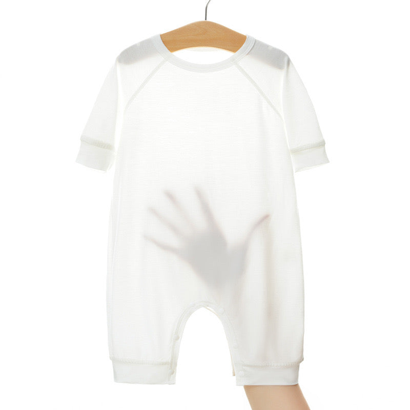 Baby Solid Color Medium Sleeve Summer Crotch Jumpsuit Pajamas by MyKids-USA™