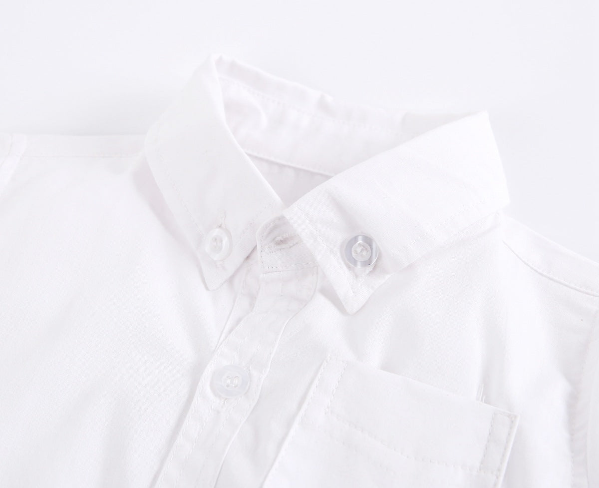 Baby Boy Solid Color Buttoned Shirt With Pockets Short Sleeve Onesies Online In Summer by MyKids-USA™