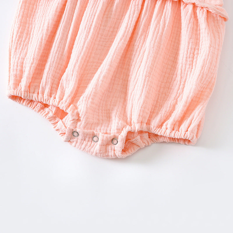 Baby Girl Floral Embroidered Pattern Lace Design Solid Color Sleeveless Onesies In Summer by MyKids-USA™