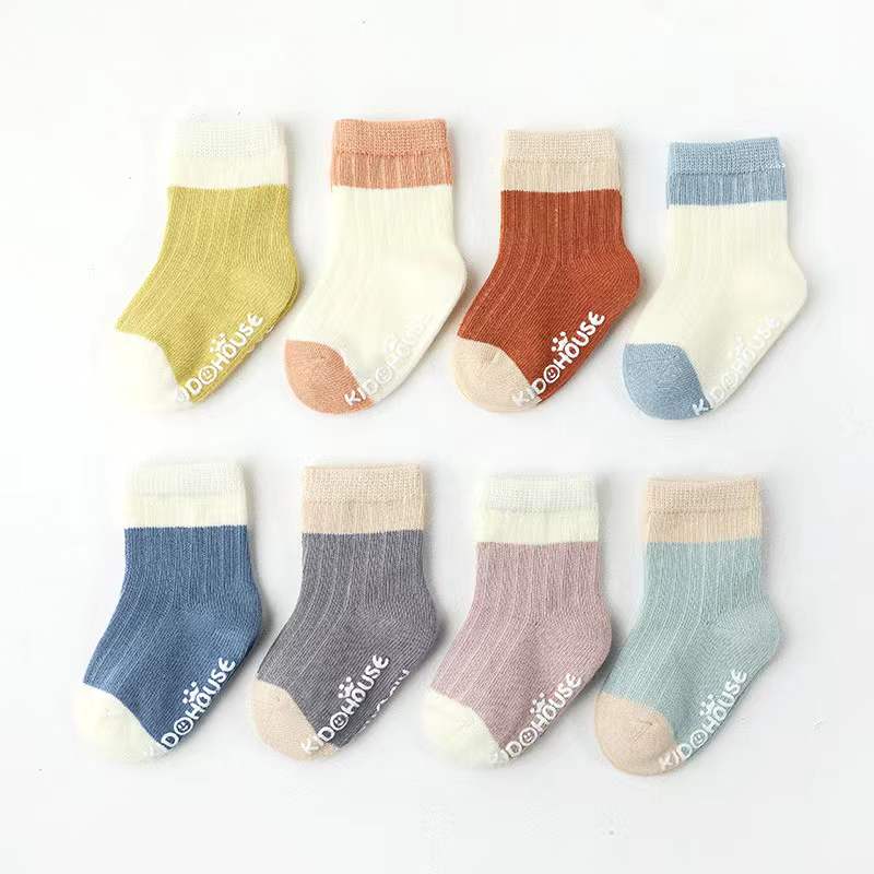 Baby Two Colors Contrast Boneless Bottom Dispensing Socks 1 Lot = 5 Pairs by MyKids-USA™
