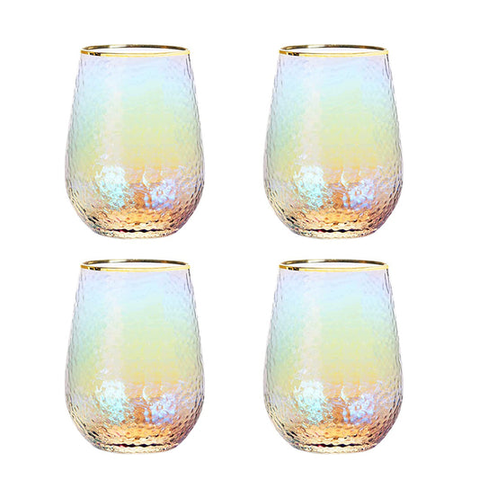 Lustered Iridescent Stemless Wine Glasses 15oz (Set of 4) - by The Wine Savant