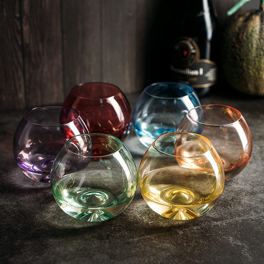 Rainbow Colored Stemless Wine Glasses (Set of 6)- by The Wine Savant