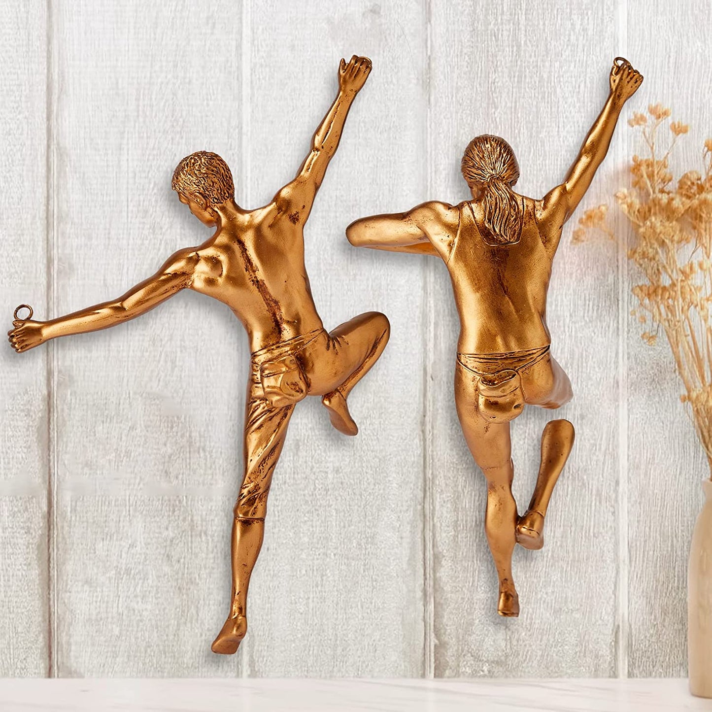 Tall Rock Climbing Wall Sculpture Figures, Wall Art Decor Sculpture by Gute (Set of 2) 11.5" - Man & Woman - Marathon Rappelling Perfect Bedroom Home Office Company Décor Gift, Sports & Outdoors by Gute Decor