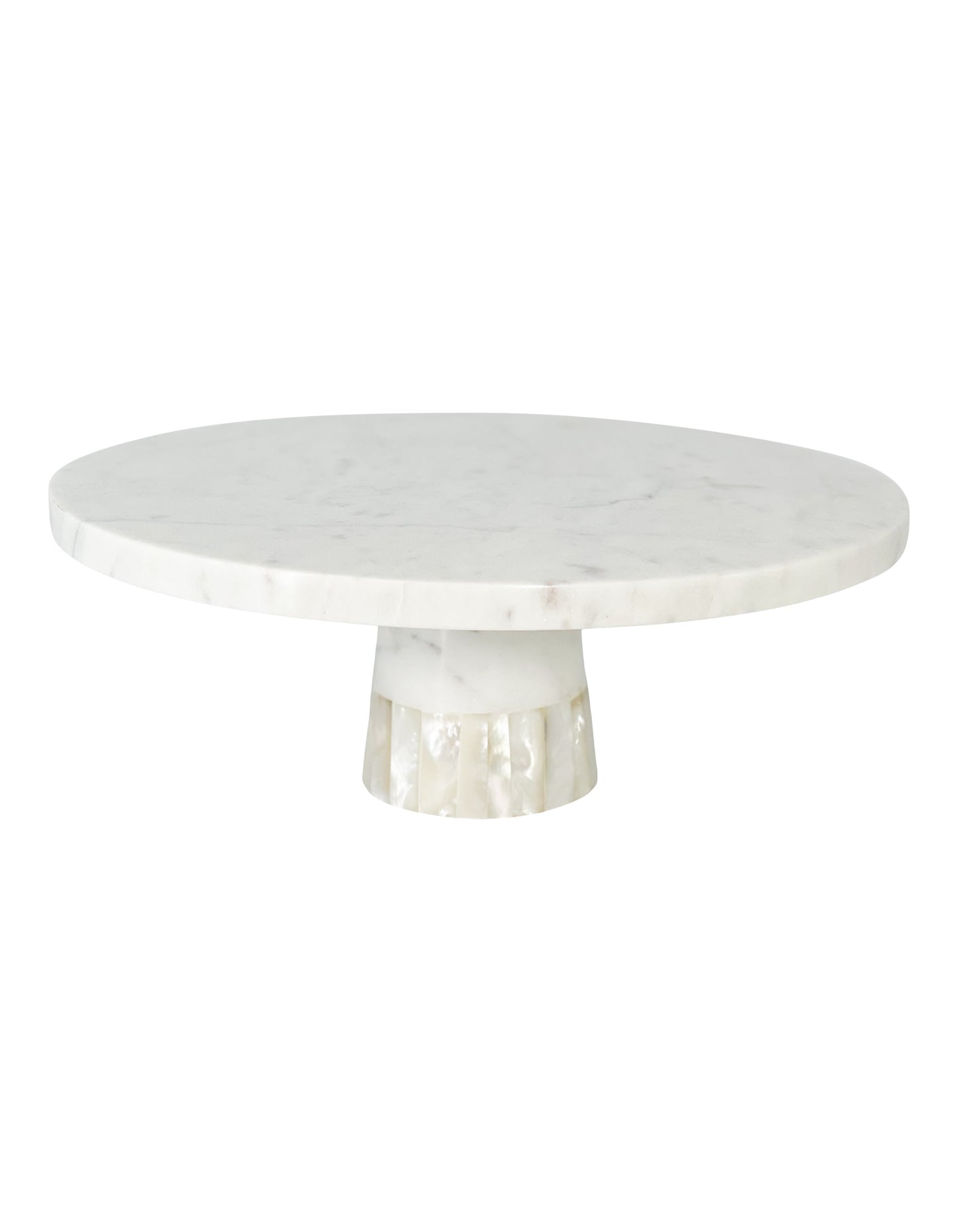 White Marble Cake Stand with Mother of Pearl Inlay by Anaya