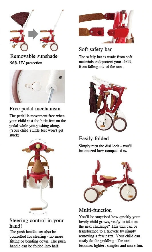 iimo 3-in-1 Foldable Tricycle with Canopy by iimo USA store
