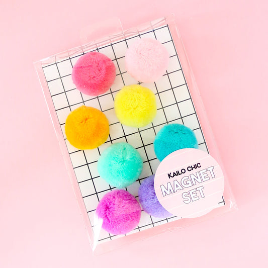 Fluffy Pom Pom Magnet Set by Kailo Chic