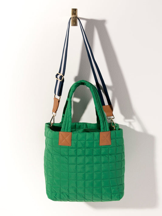 Shiraleah Ezra Quilted Nylon Tote, Green by Shiraleah