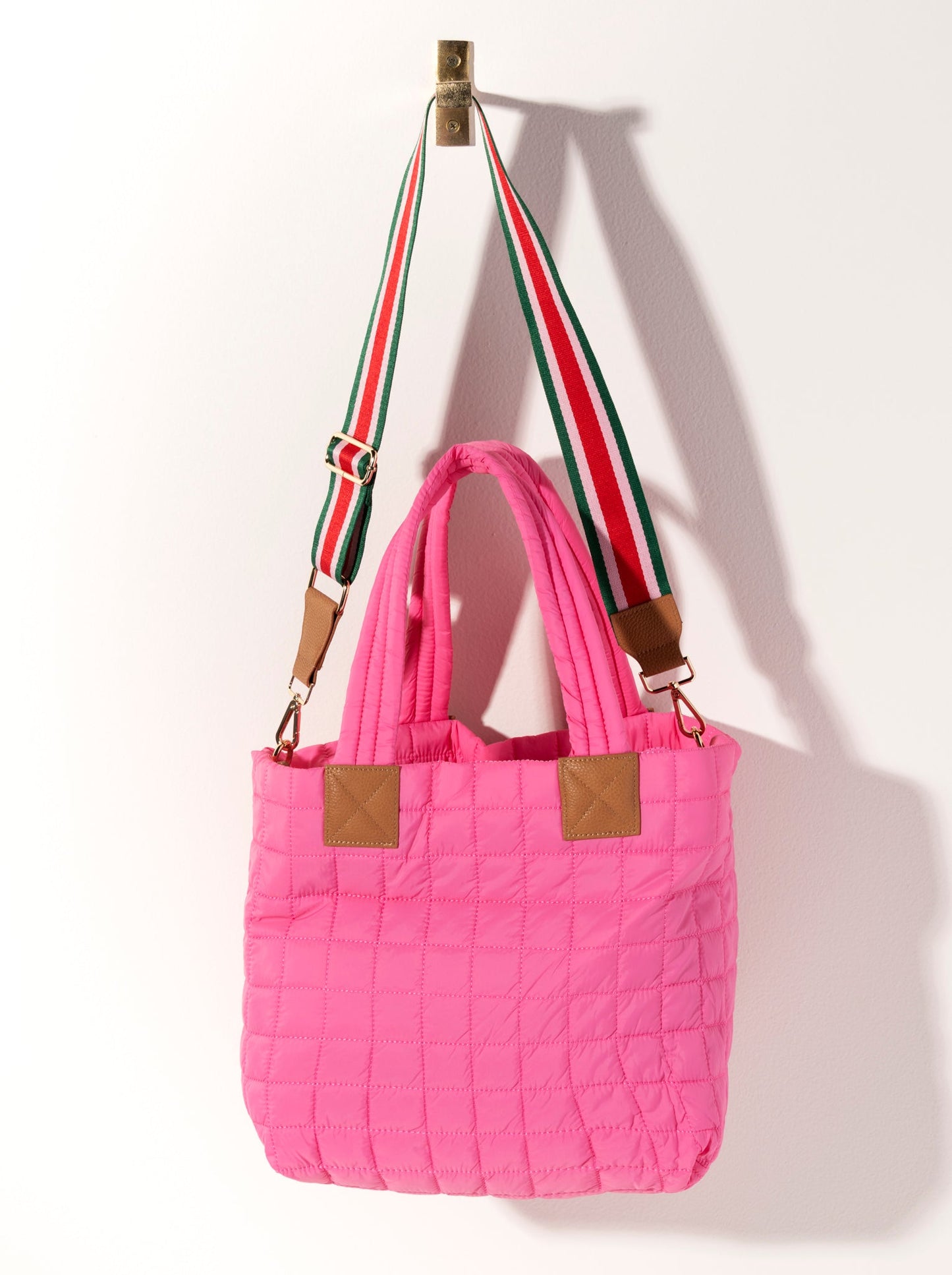 Shiraleah Ezra Quilted Nylon Tote, Pink by Shiraleah