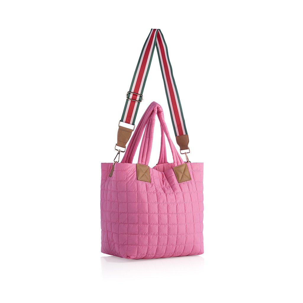 Shiraleah Ezra Quilted Nylon Tote, Pink by Shiraleah