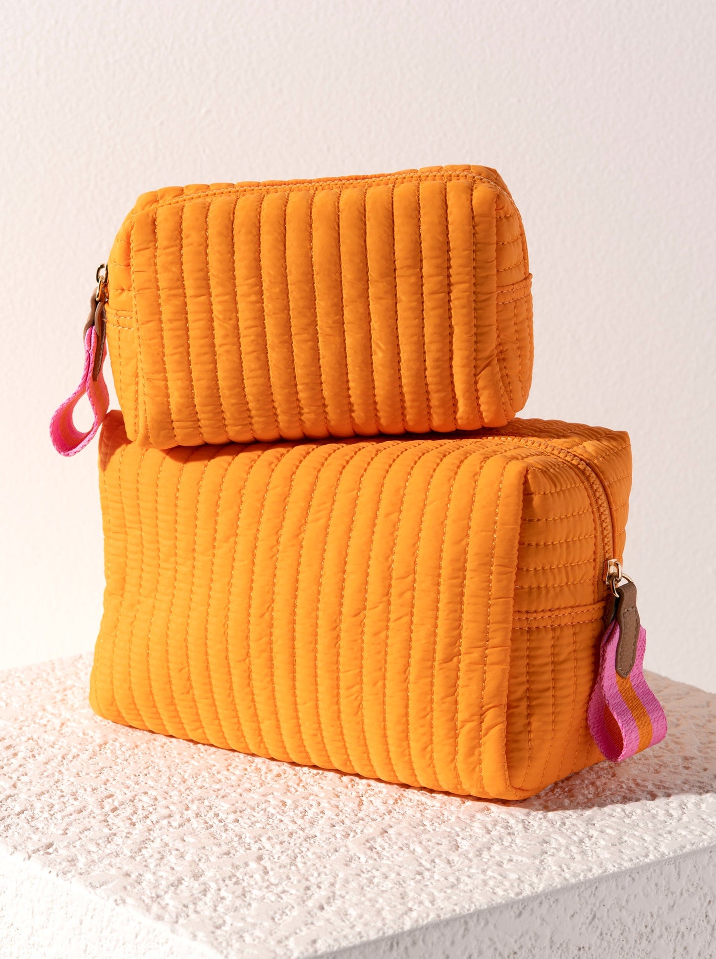 Shiraleah Ezra Quilted Nylon Large Cosmetic Pouch, Orange by Shiraleah