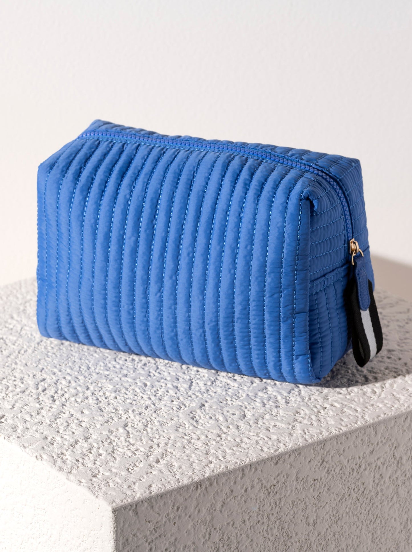 Shiraleah Ezra Quilted Nylon Large Boxy Cosmetic Pouch, Ultramarine by Shiraleah