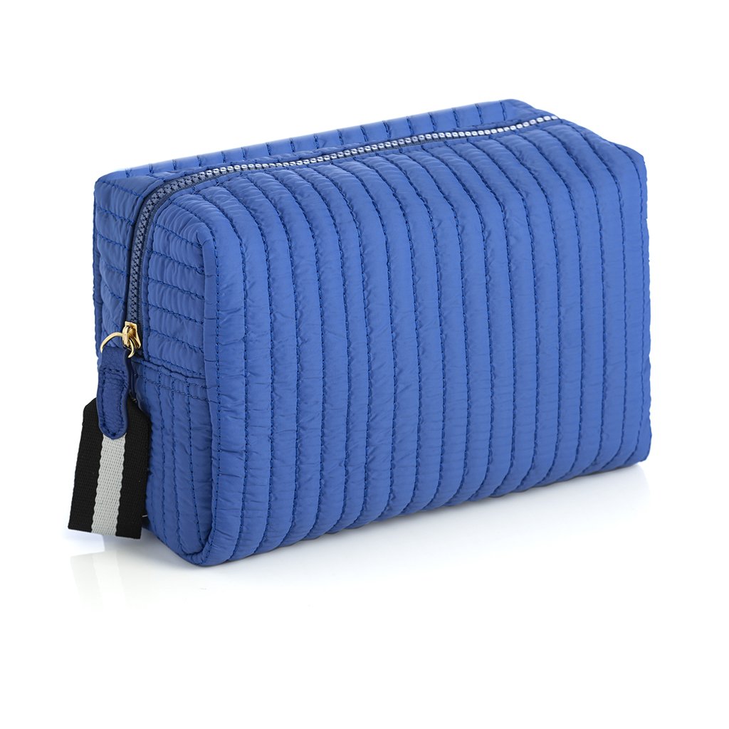 Shiraleah Ezra Quilted Nylon Large Boxy Cosmetic Pouch, Ultramarine by Shiraleah