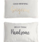 Shiraleah Set Of 2 "Good Morning Gorgeous / Hello There Handsome" Standard Pillow Cases,Ivory - FINAL SALE ONLY by Shiraleah