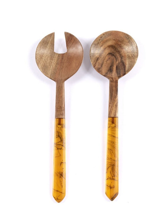 Shiraleah Galapagos Wood Salad Servers, Brown - FINAL SALE ONLY by Shiraleah