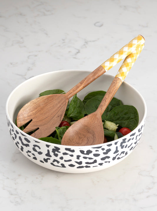 Shiraleah Leigh Wood Salad Servers, Yellow - FINAL SALE ONLY by Shiraleah