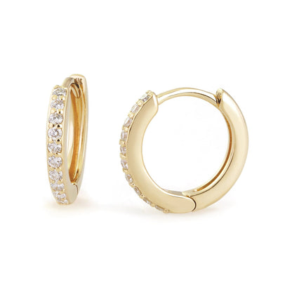 12.5mm Diamond And 14k Gold Huggies by eklexic