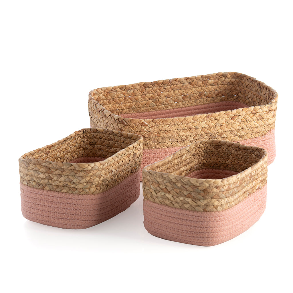 Shiraleah Assorted Set of 3 Dalton Cotton Rope Organizer Baskets, Blush by Shiraleah