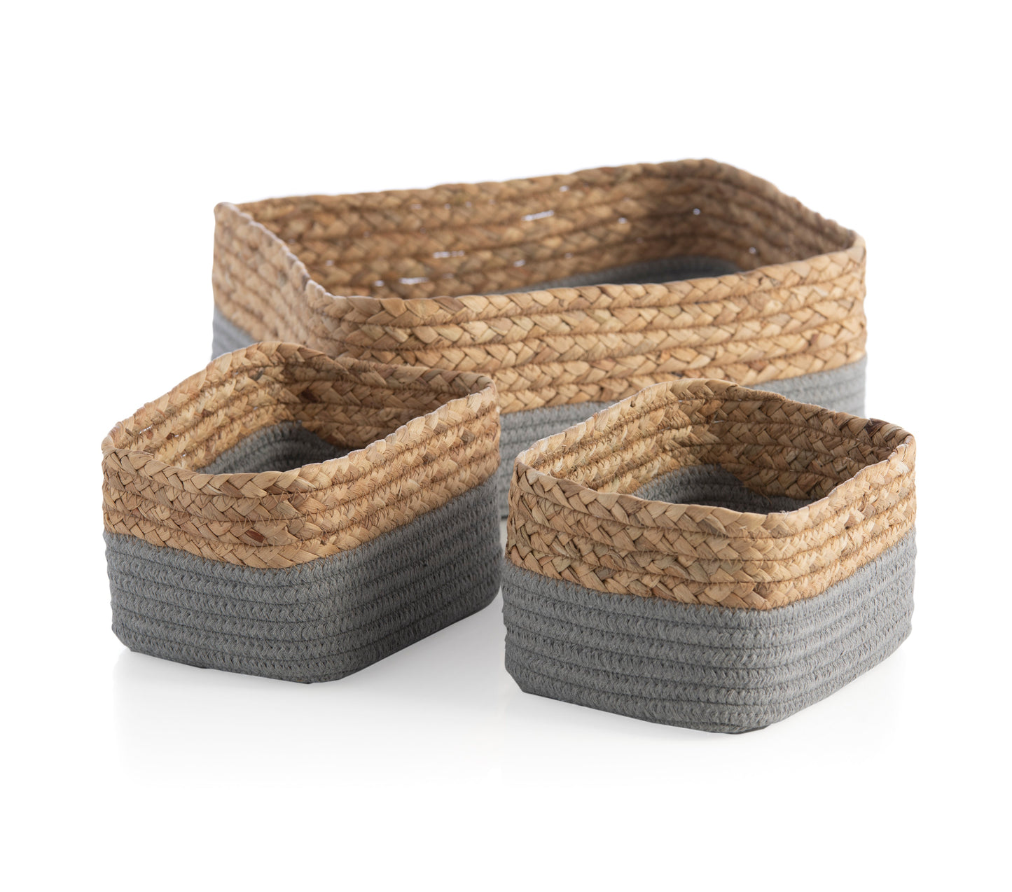 Shiraleah Assorted Set of 3 Dalton Cotton Rope Organizer Baskets, Grey by Shiraleah