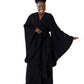 Kimono Viscose Long Robe in Black with pockets and headband by Angie's Showroom