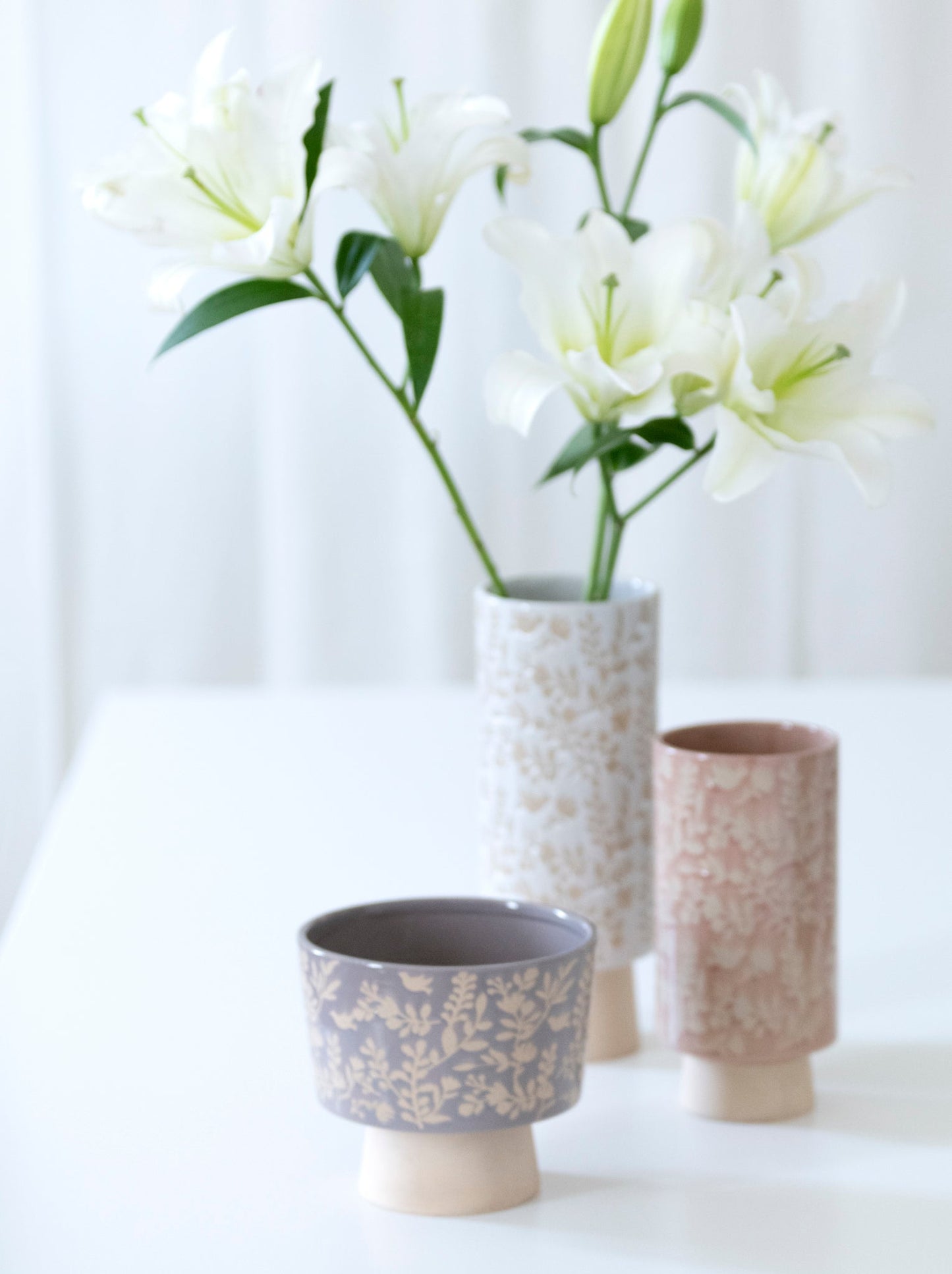 Shiraleah Alameda Floral Tall Vase, White - FINAL SALE ONLY by Shiraleah