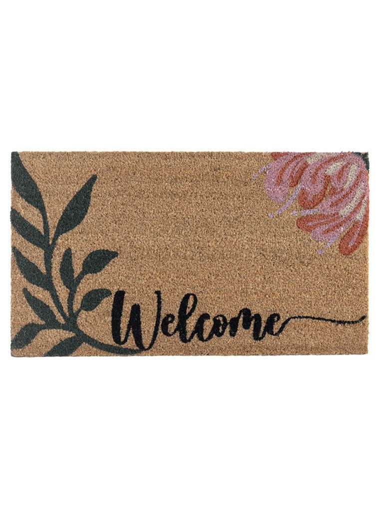 Shiraleah "Welcome" Floral Doormat, Natural by Shiraleah