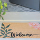 Shiraleah "Welcome" Floral Doormat, Natural by Shiraleah