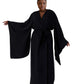 Kimono Viscose Long Robe in Black with pockets and headband by Angie's Showroom