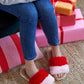 Shiraleah Mora Red and Pink Plush Holiday Slippers, Multi by Shiraleah