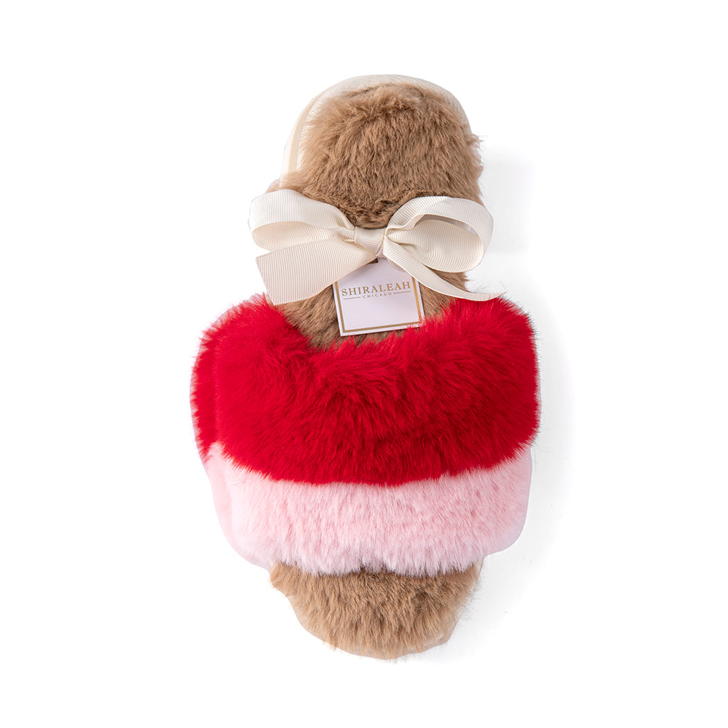 Shiraleah Mora Red and Pink Plush Holiday Slippers, Multi by Shiraleah