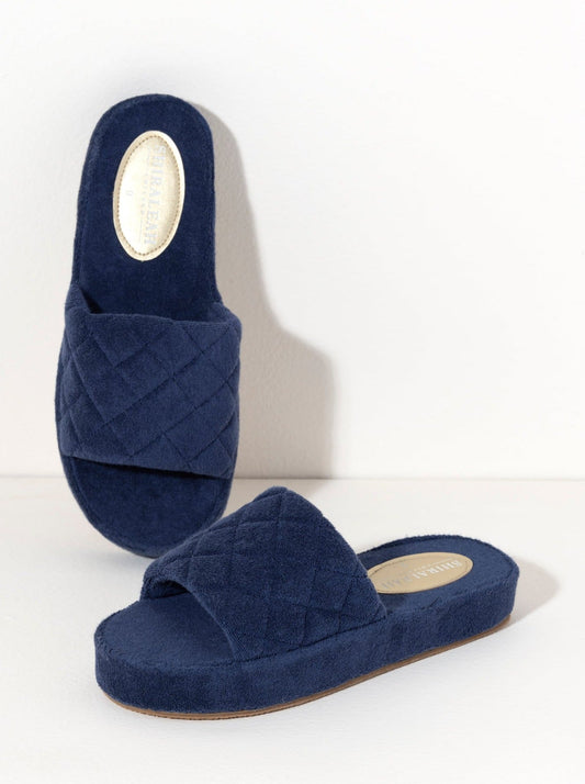 Shiraleah Sol Terry Pool Slides, Navy by Shiraleah