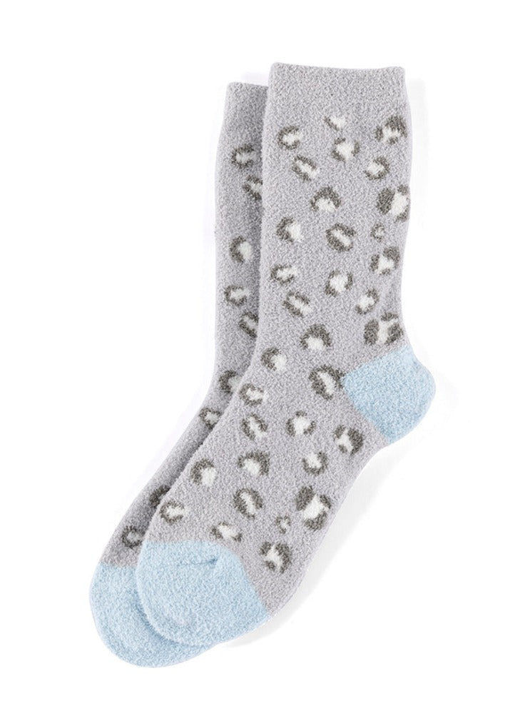 Shiraleah Charlie Leopard Print Plush Socks, Grey by Shiraleah