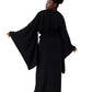 Kimono Viscose Long Robe in Black with pockets and headband by Angie's Showroom