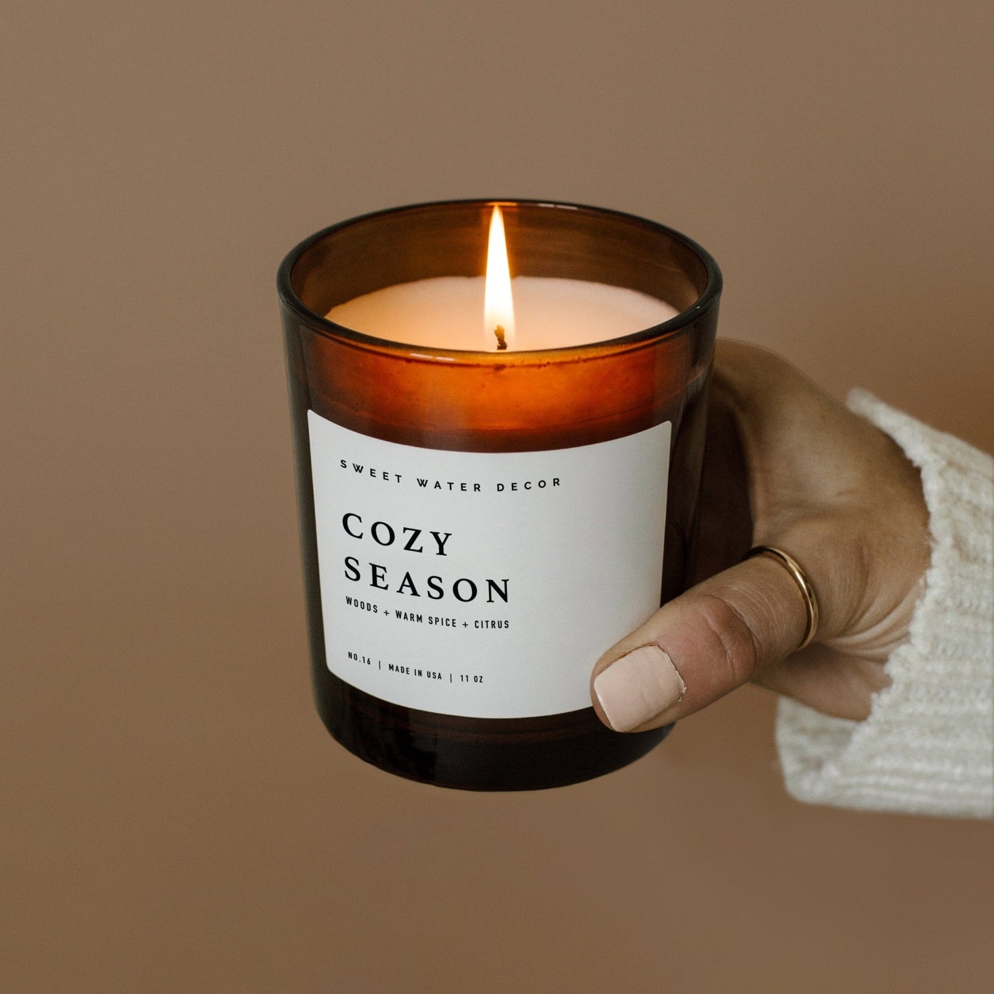 Cozy Season Soy Candle - Amber Jar - 11 oz by Sweet Water Decor