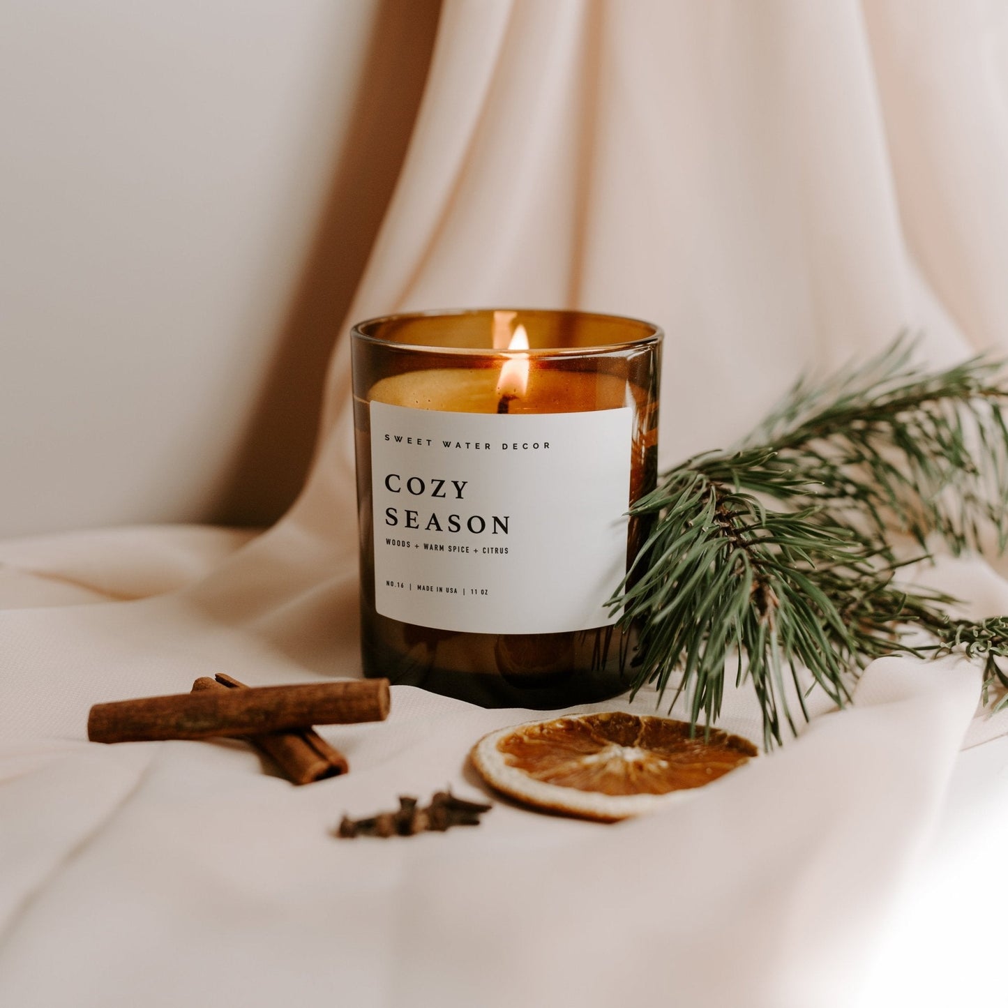 Cozy Season Soy Candle - Amber Jar - 11 oz by Sweet Water Decor
