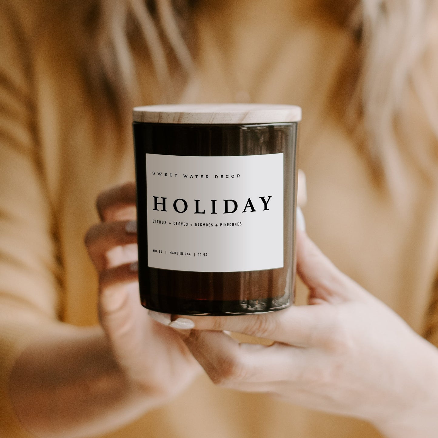 Holiday Soy Candle - Amber Jar - 11 oz by Sweet Water Decor