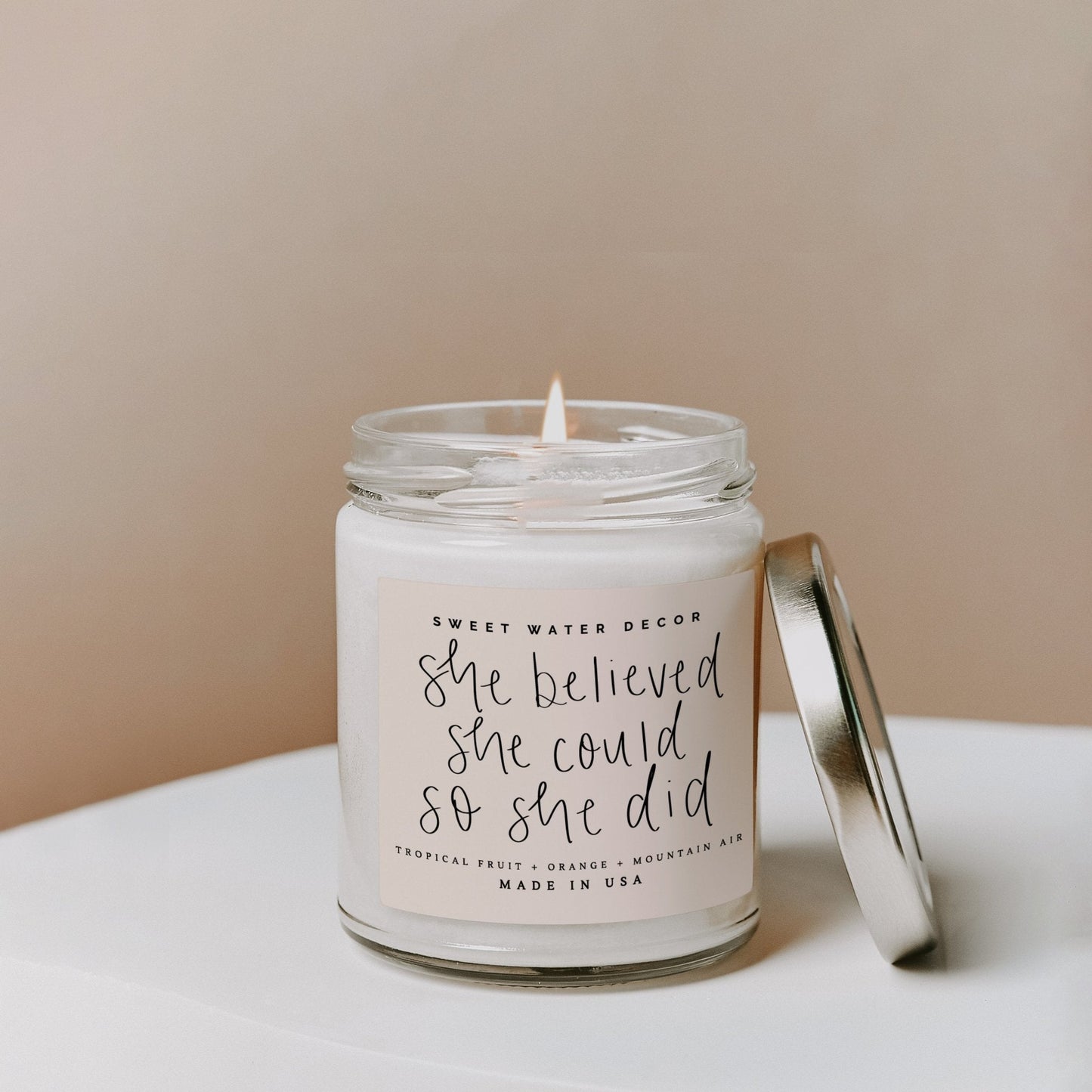 She Believed She Could So She Did Soy Candle - Clear Jar - 9 oz by Sweet Water Decor