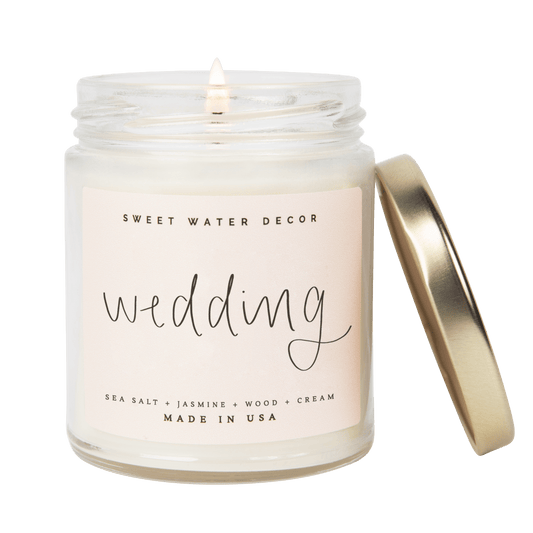 Wedding Soy Candle - Clear Jar - 9 oz by Sweet Water Decor