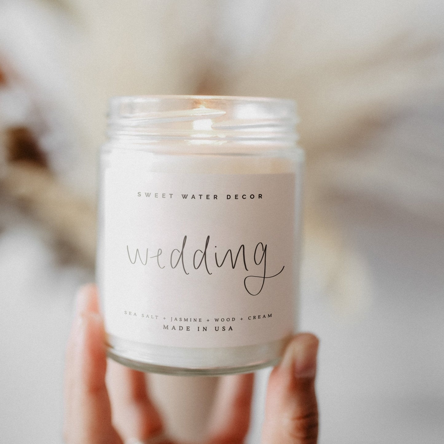 Wedding Soy Candle - Clear Jar - 9 oz by Sweet Water Decor