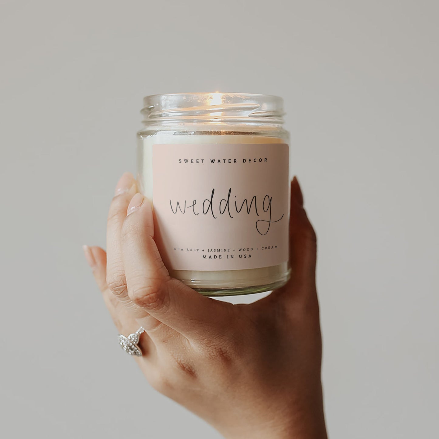 Wedding Soy Candle - Clear Jar - 9 oz by Sweet Water Decor