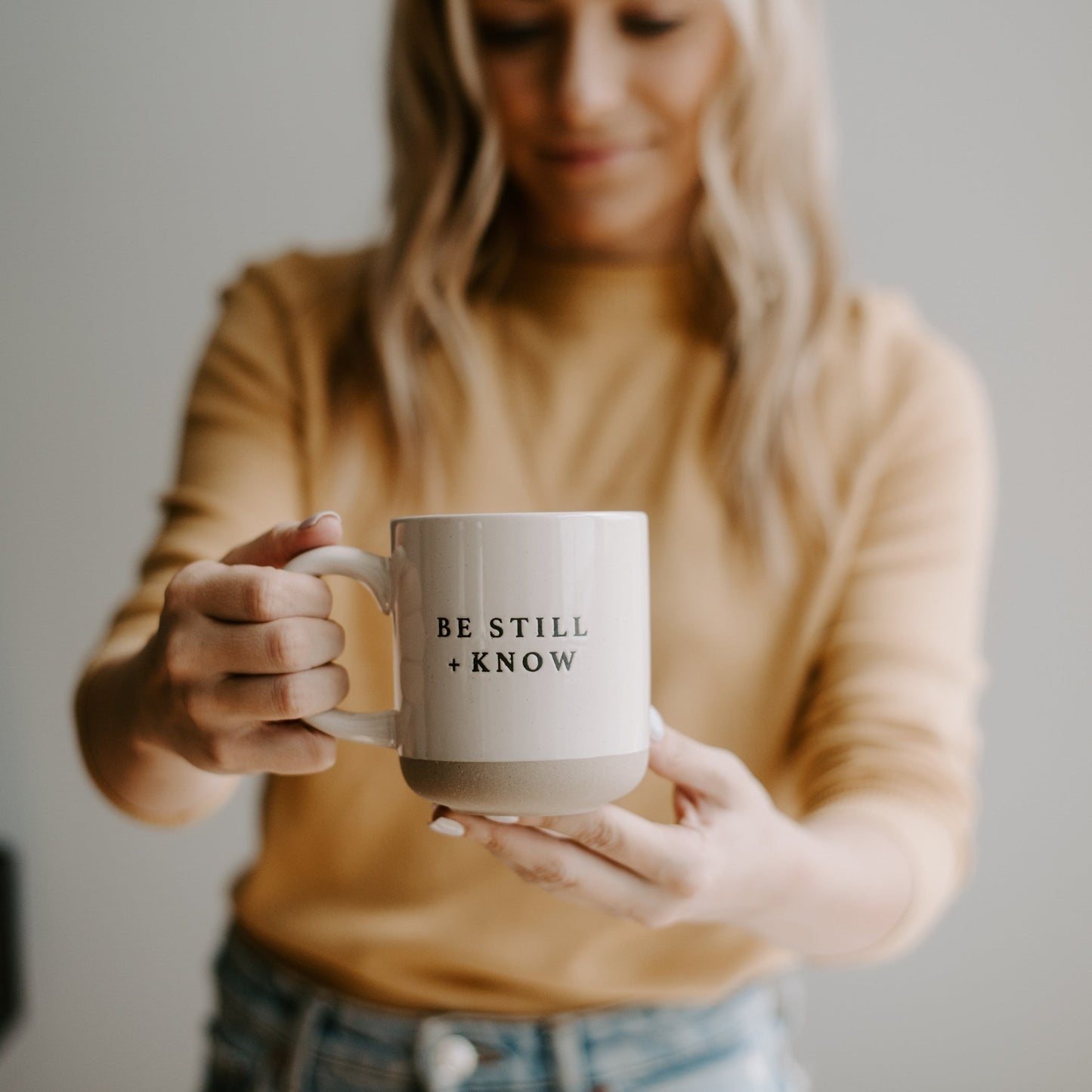 Be Still and Know 14oz. Stoneware Coffee Mug by Sweet Water Decor